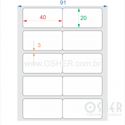 Etiqueta Poliester Cromo Fosco 40  x 20  x 2 Geminada L091