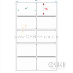 Etiqueta Adesiva Papel Térmico Com Barreira 40  x 25  x 2 Geminada 
