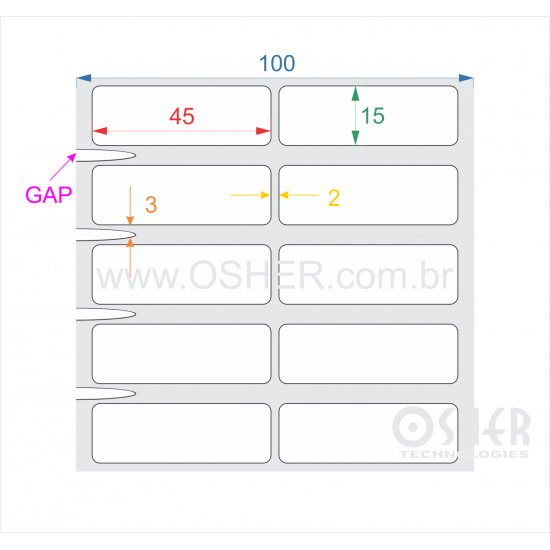 Etiqueta VOID Branco Brilhante Xadrez 45  x 15  x 2 Geminada