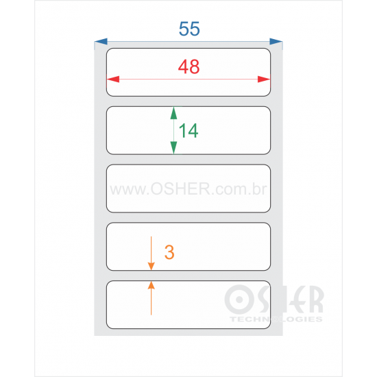 Etiqueta PVC Branco Destrutível Casca de Ovo Liner Fino 48  x 14  x 1 L055