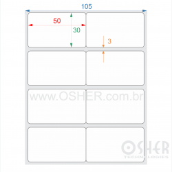 Etiqueta Poliester Branco Brilhante 50  x 30  x 2 Geminada