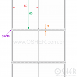 Etiqueta Adesiva Couchê 50  x 60  x 2 Geminada Picote