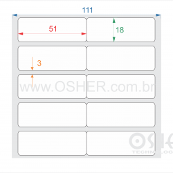 Etiqueta Poliester Branco Brilhante 51  x 18  x 2 Geminada