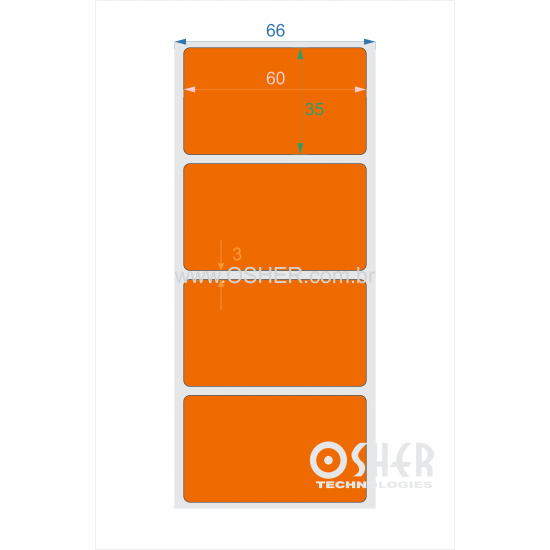 Etiqueta Adesiva Couchê 60  x 35  x 1 Chap Laranja Picote L066