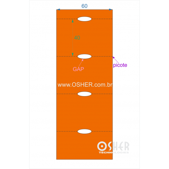 Etiqueta Sem Adesivo Couchê 170g L2 60  x 40  x 1 GC Sem Divisão Chap Laranja