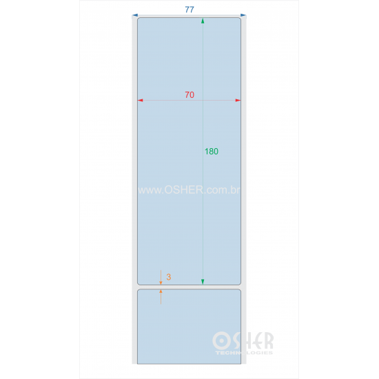 Etiqueta Adesiva Couchê 70  x 180  x 1 Chap Azul Claro