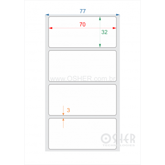 Etiqueta Poliester Cromo Fosco 70  x 32  x 1 L077