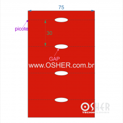 Etiqueta Sem Adesivo Couchê 170g L2 75  x 30  x 1 GC Sem Divisão Chap Vermelho