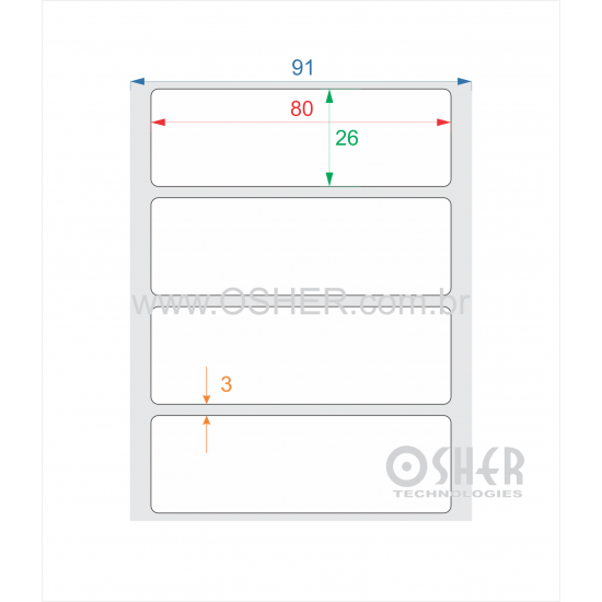 Etiqueta Adesiva Papel Térmico Com Barreira 80  x 26  x 1 L091
