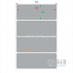 Etiqueta Adesiva Couchê 80  x 30  x 1 Chap Cinza