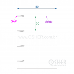 Etiqueta Sem Adesivo Couchê 170g L2 80  x 30  x 1 GE Sem Divisão