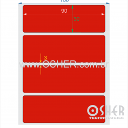 Etiqueta Adesiva Couchê 90  x 30  x 1 Chap Vermelho