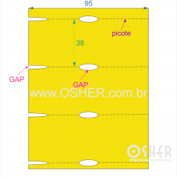 Etiqueta Sem Adesivo Couchê 170g L2 95  x 38  x 1 GCE Sem Divisão Chap Amarelo